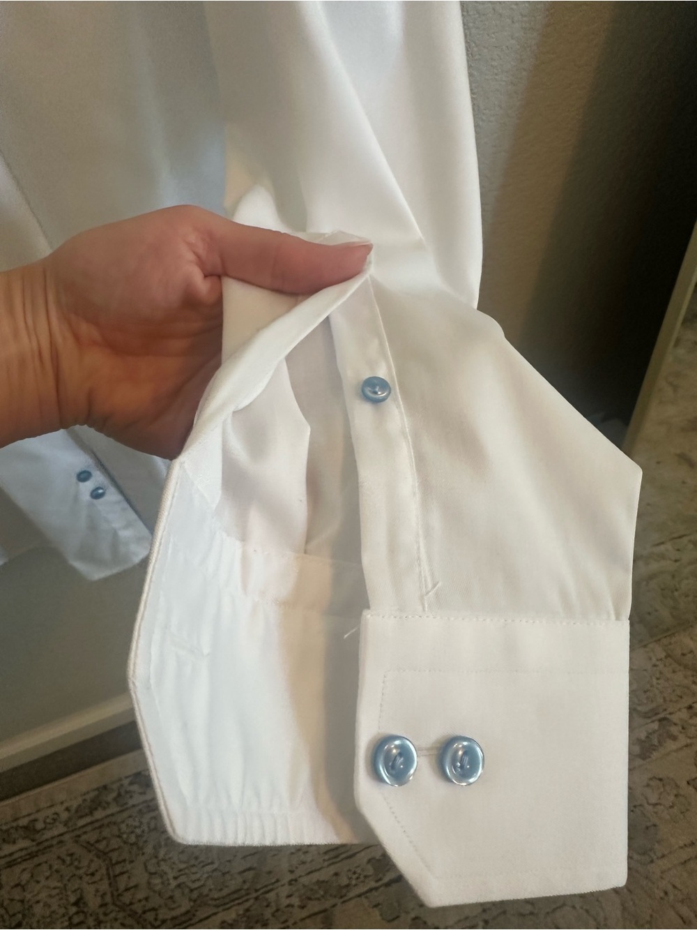Eton White Dress Shirt with Navy Trim - Picture 4 of 6